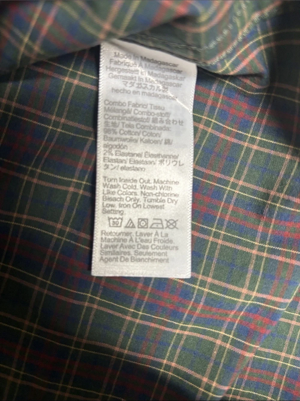 J.Crew Flex Washed Classic Plaid Button Down Shirt Men's Small Green Cotton Stre
